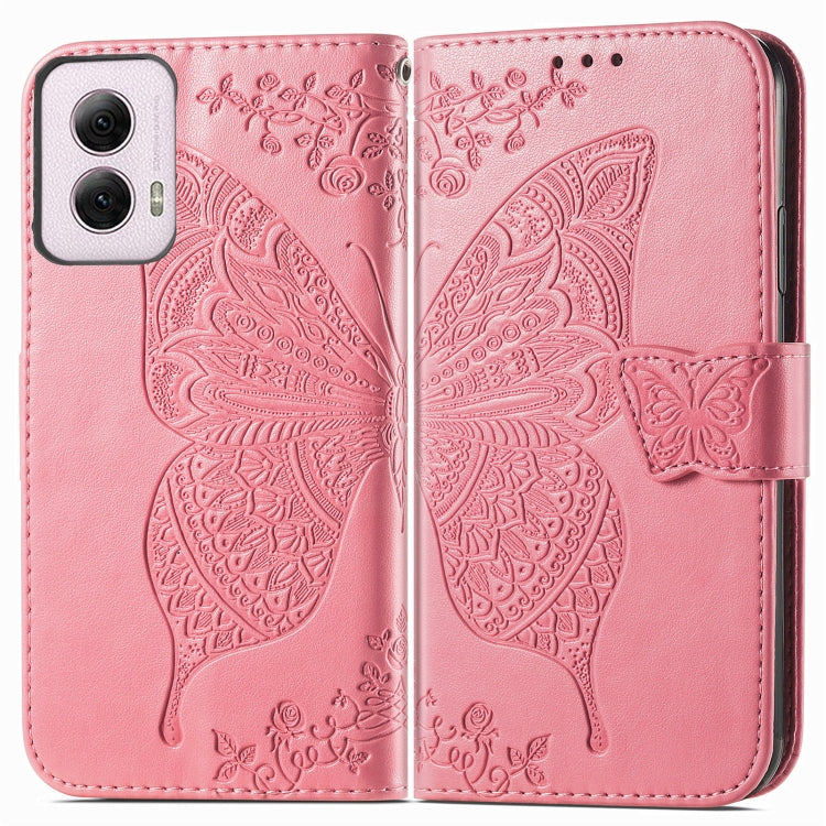For Motorola Moto G Power 2024 Butterfly Love Flower Embossed Leather Phone Case