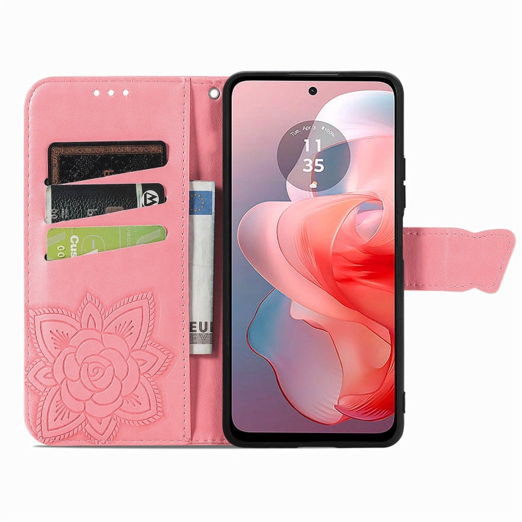 For Motorola Moto G Power 2024 Butterfly Love Flower Embossed Leather Phone Case