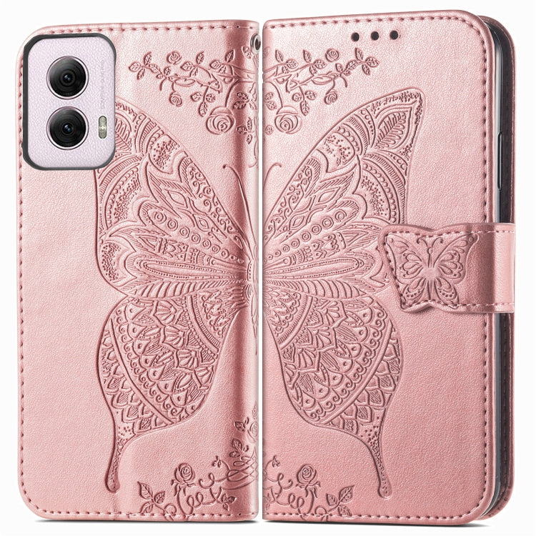 For Motorola Moto G Power 2024 Butterfly Love Flower Embossed Leather Phone Case