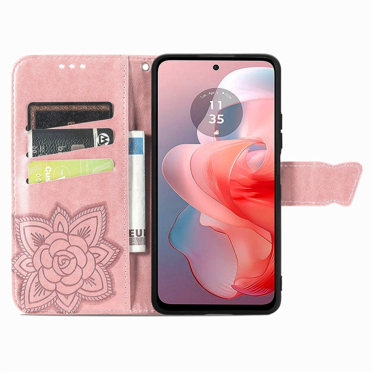 For Motorola Moto G Power 2024 Butterfly Love Flower Embossed Leather Phone Case