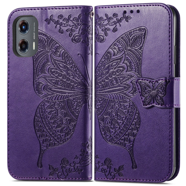 For Motorola Moto G Stylus 5G 2024 Butterfly Love Flower Embossed Leather Phone Case