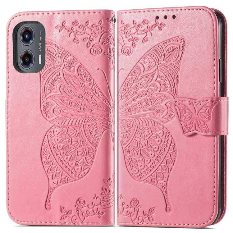 For Motorola Moto G Stylus 5G 2024 Butterfly Love Flower Embossed Leather Phone Case