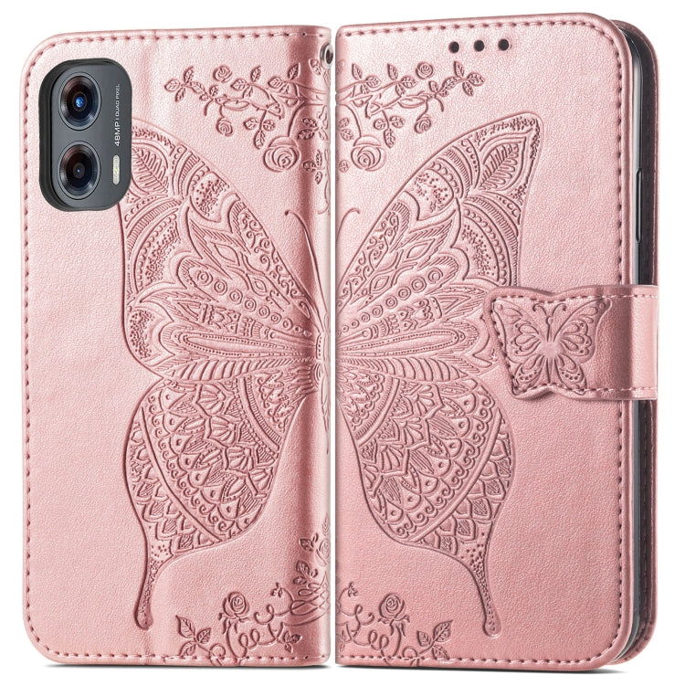 For Motorola Moto G Stylus 5G 2024 Butterfly Love Flower Embossed Leather Phone Case
