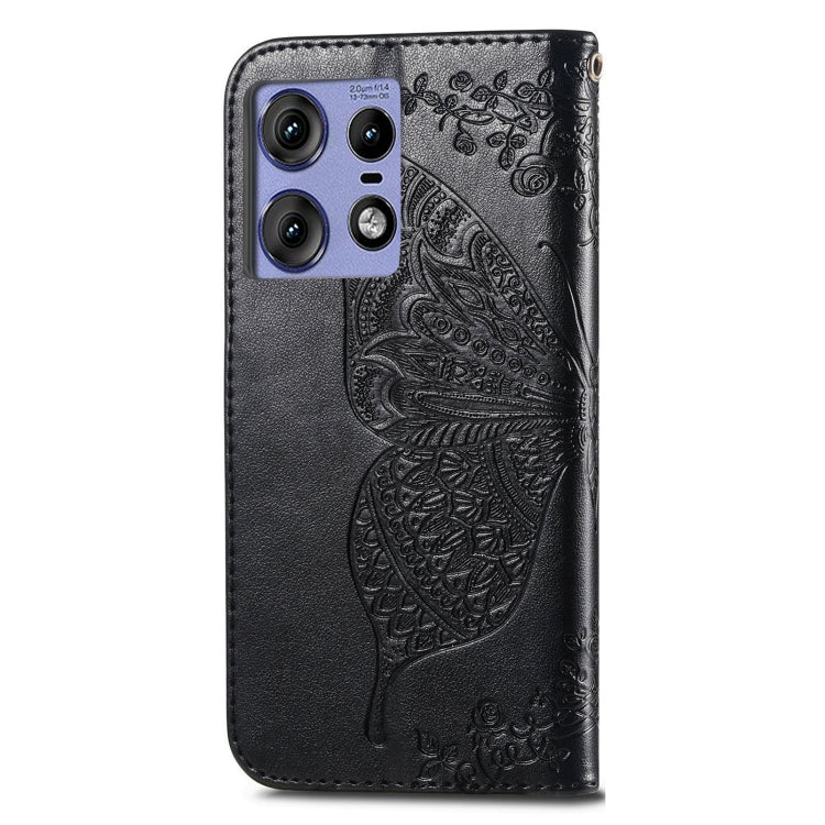 For Motorola Edge 50 Pro Butterfly Love Flower Embossed Leather Phone Case