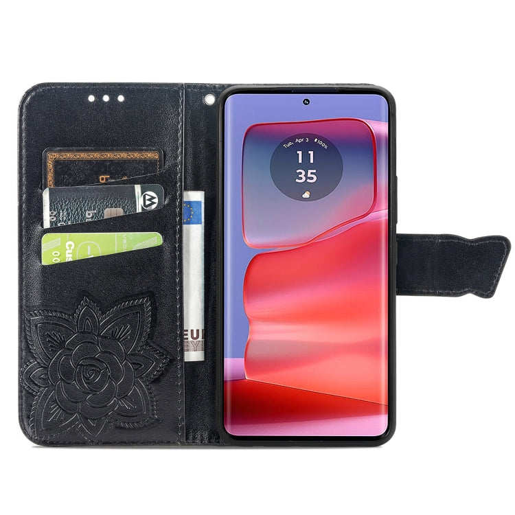 For Motorola Edge 50 Pro Butterfly Love Flower Embossed Leather Phone Case