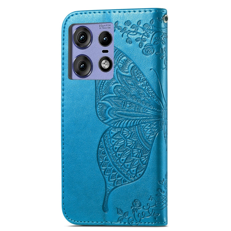 For Motorola Edge 50 Pro Butterfly Love Flower Embossed Leather Phone Case