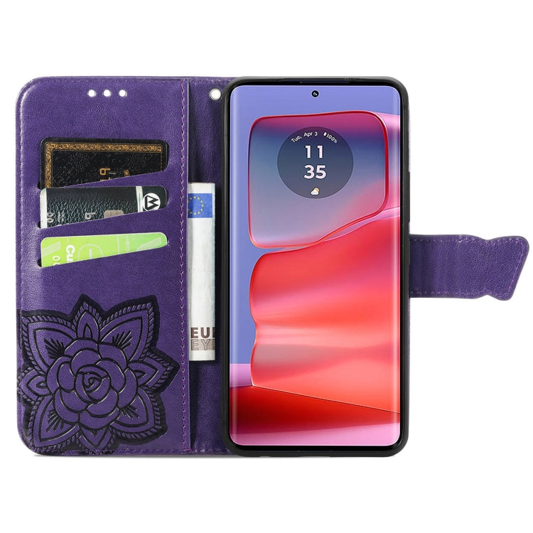 For Motorola Edge 50 Pro Butterfly Love Flower Embossed Leather Phone Case