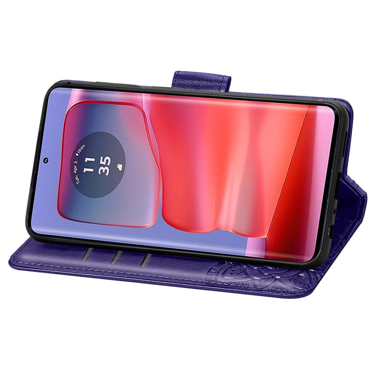 For Motorola Edge 50 Pro Butterfly Love Flower Embossed Leather Phone Case