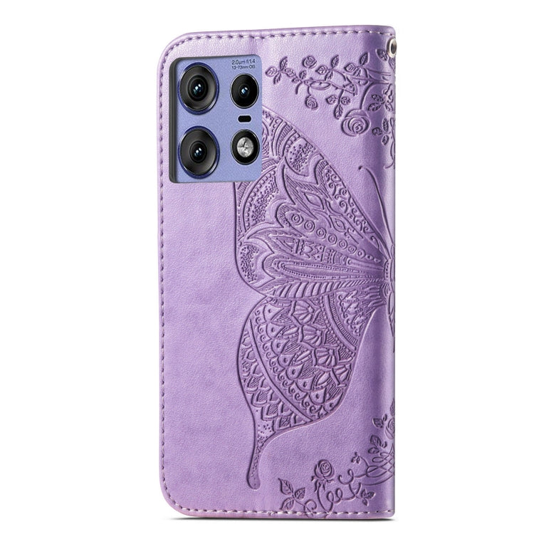For Motorola Edge 50 Pro Butterfly Love Flower Embossed Leather Phone Case
