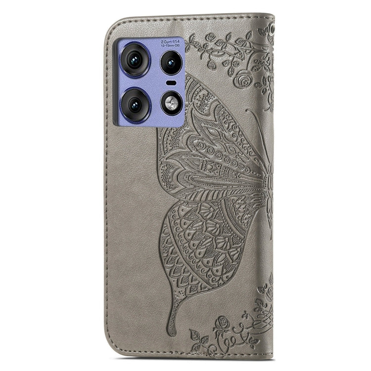 For Motorola Edge 50 Pro Butterfly Love Flower Embossed Leather Phone Case