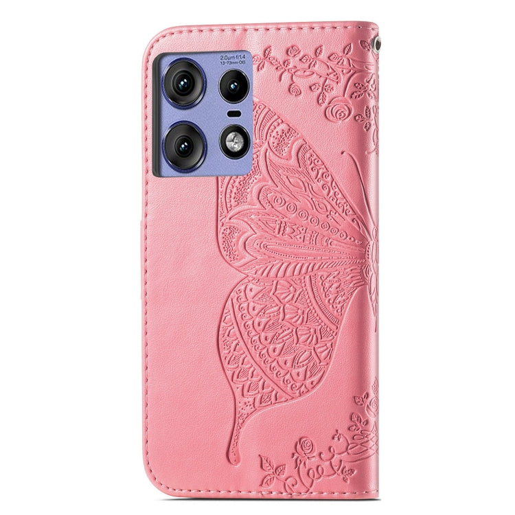 For Motorola Edge 50 Pro Butterfly Love Flower Embossed Leather Phone Case