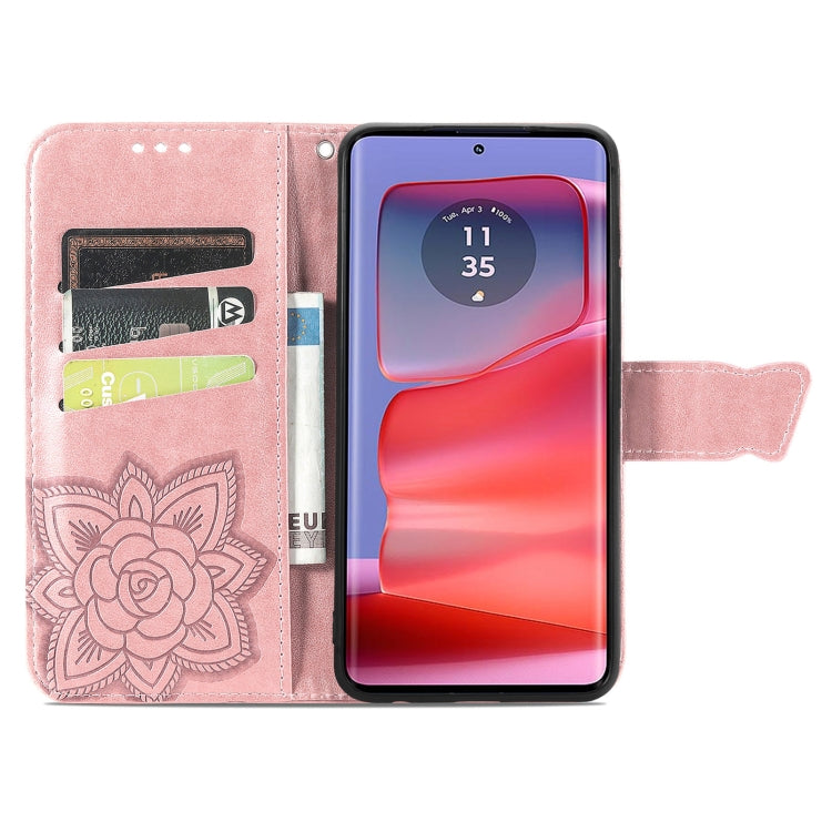 For Motorola Edge 50 Pro Butterfly Love Flower Embossed Leather Phone Case