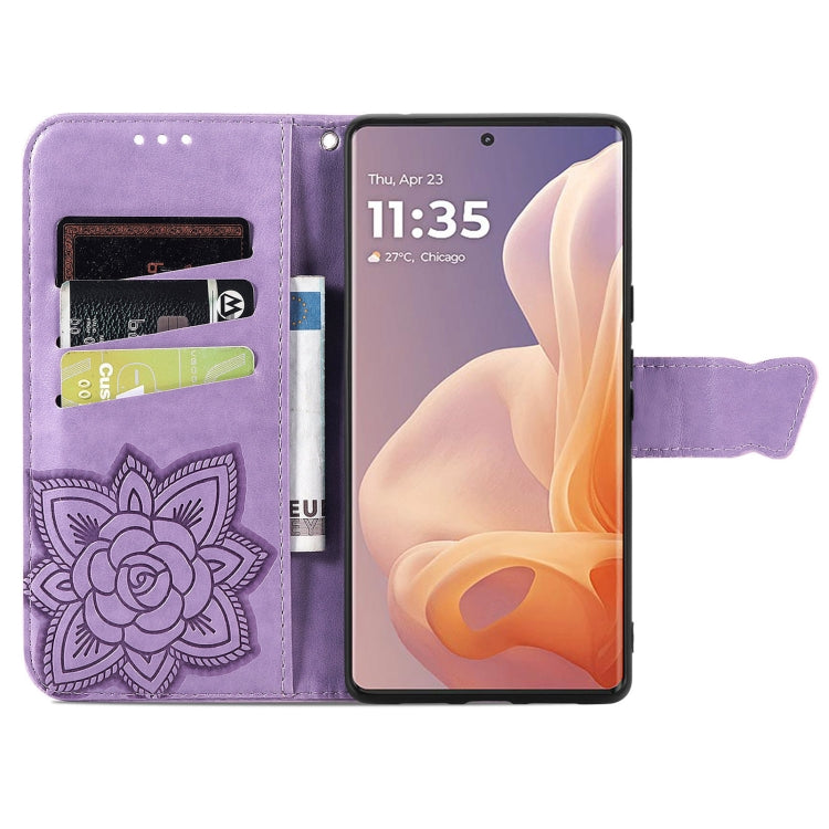 For Motorola Moto G85 Butterfly Love Flower Embossed Leather Phone Case