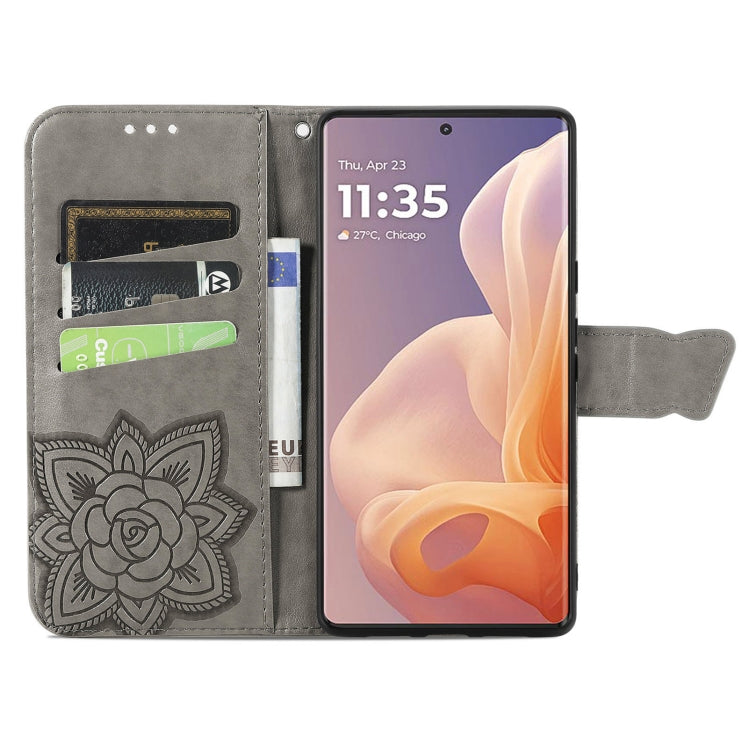 For Motorola Moto G85 Butterfly Love Flower Embossed Leather Phone Case