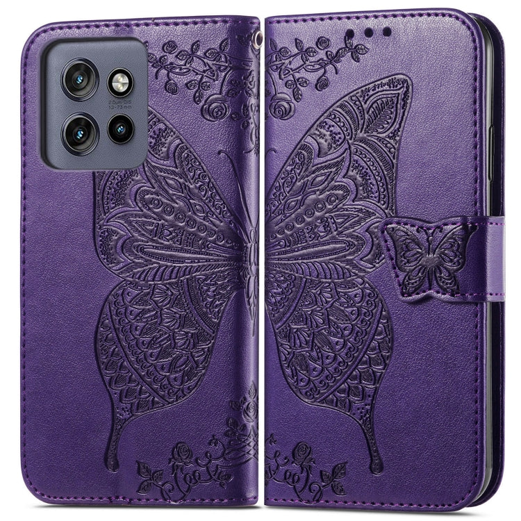 For Motorola  Edge 50 Neo Butterfly Love Flower Embossed Leather Phone Case