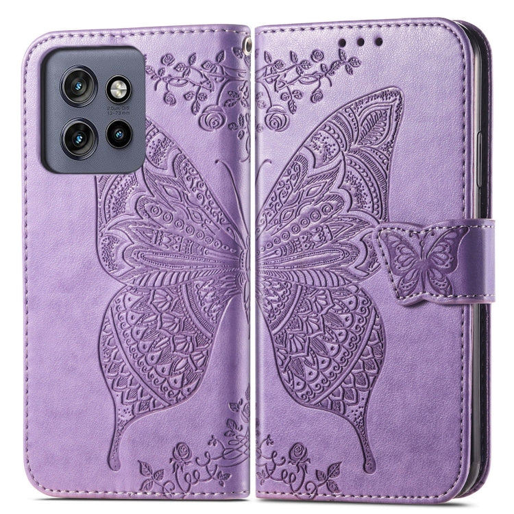 For Motorola  Edge 50 Neo Butterfly Love Flower Embossed Leather Phone Case