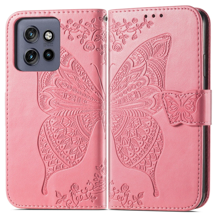 For Motorola  Edge 50 Neo Butterfly Love Flower Embossed Leather Phone Case