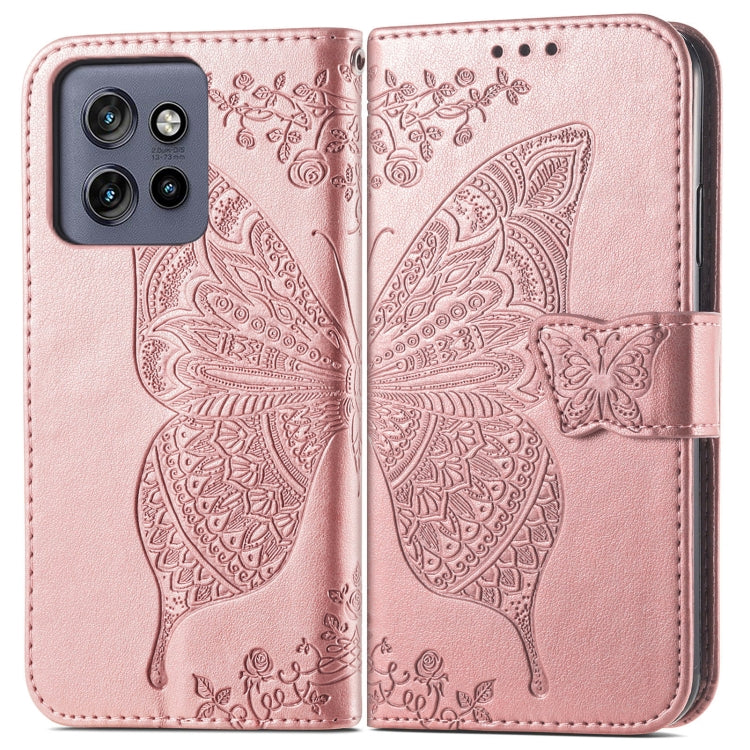 For Motorola  Edge 50 Neo Butterfly Love Flower Embossed Leather Phone Case