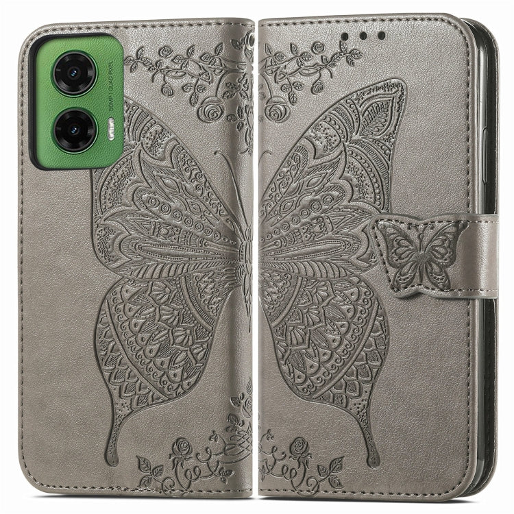For Motorola Moto G35 Butterfly Love Flower Embossed Leather Phone Case