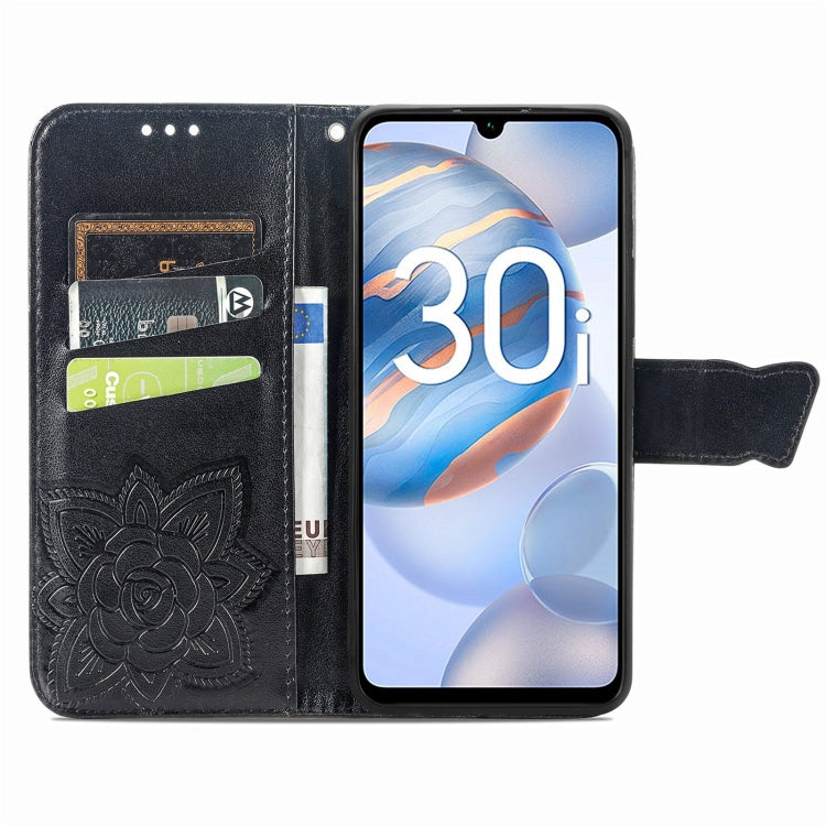 For Honor 30i Butterfly Love Flower Embossed Leather Phone Case