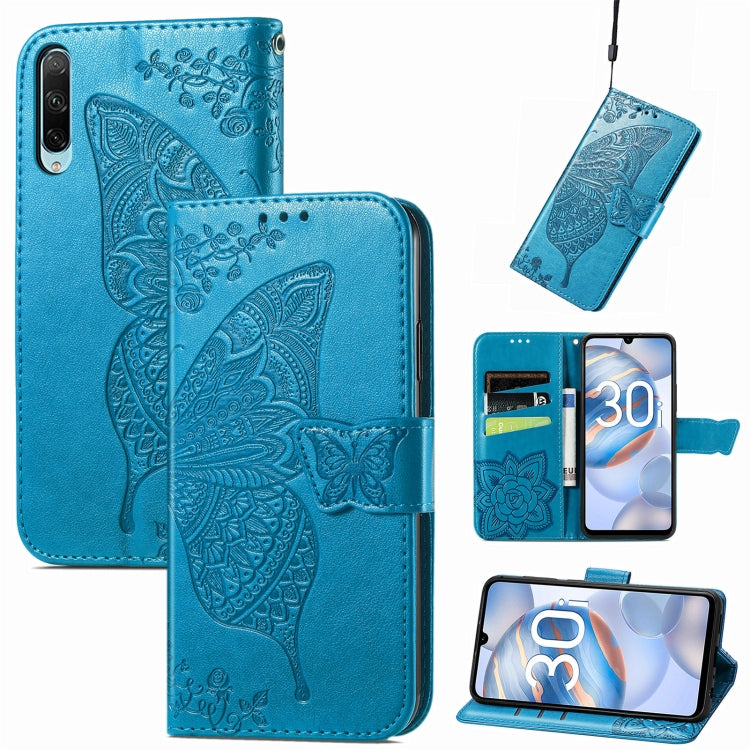For Honor 30i Butterfly Love Flower Embossed Leather Phone Case