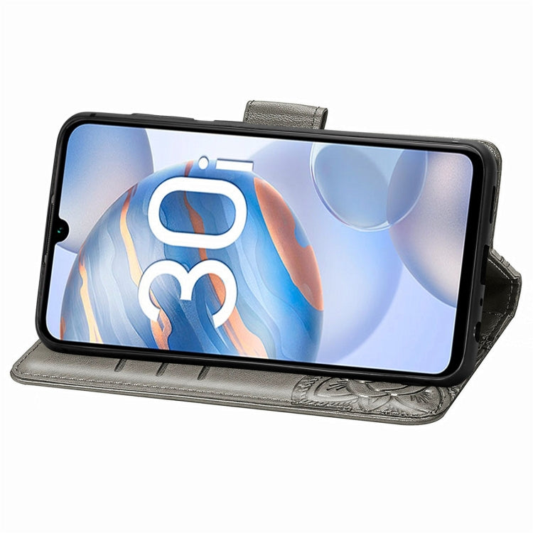 For Honor 30i Butterfly Love Flower Embossed Leather Phone Case