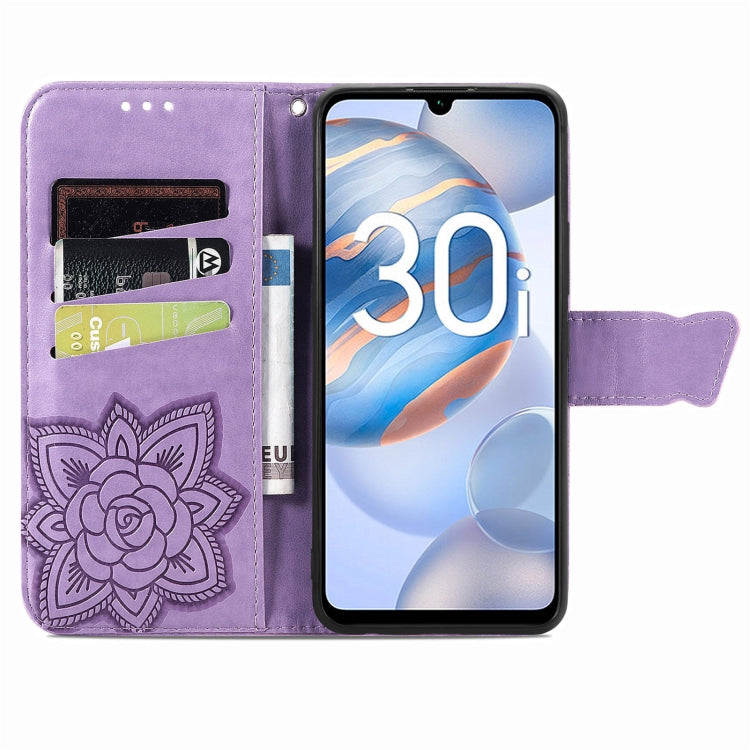 For Honor 30i Butterfly Love Flower Embossed Leather Phone Case
