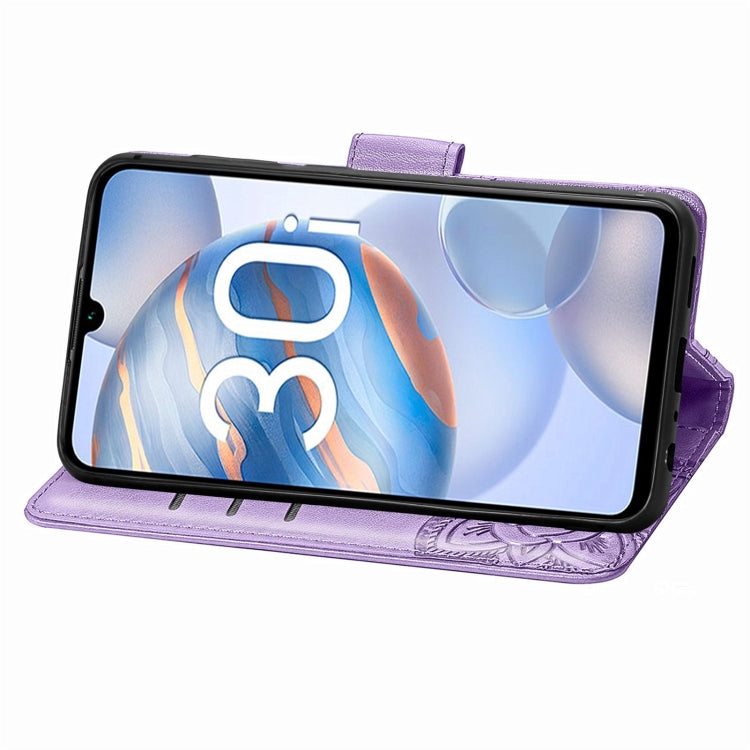 For Honor 30i Butterfly Love Flower Embossed Leather Phone Case