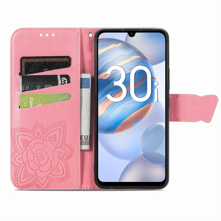 For Honor 30i Butterfly Love Flower Embossed Leather Phone Case