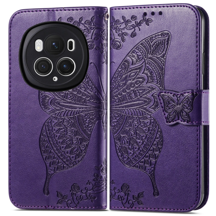 For Honor Magic6 Pro Butterfly Love Flower Embossed Leather Phone Case