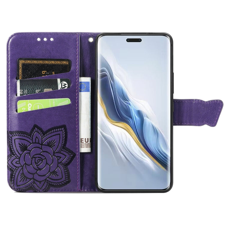 For Honor Magic6 Pro Butterfly Love Flower Embossed Leather Phone Case