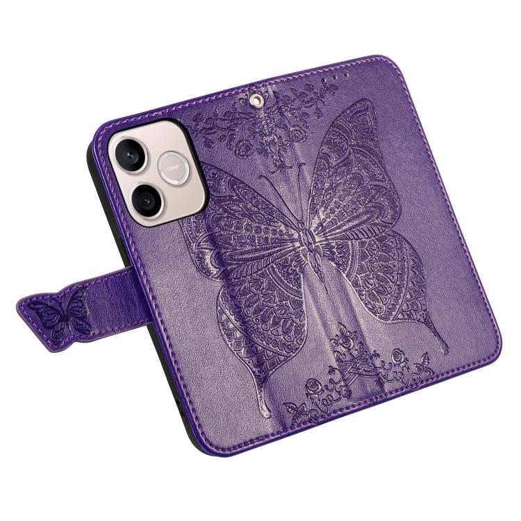 For Honor 600 Lite Global Butterfly Love Flower Embossed Leather Phone Case