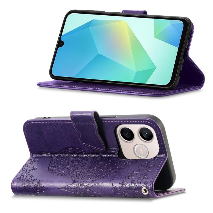 For Honor 600 Lite Global Butterfly Love Flower Embossed Leather Phone Case