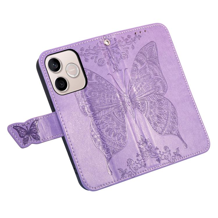 For Honor 600 Lite Global Butterfly Love Flower Embossed Leather Phone Case