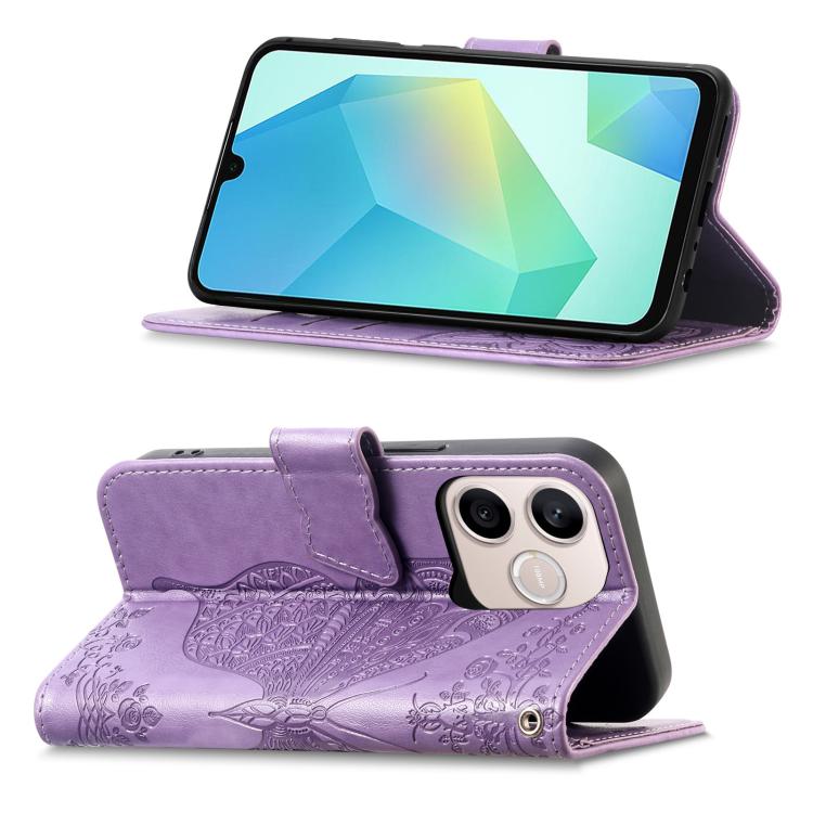 For Honor 600 Lite Global Butterfly Love Flower Embossed Leather Phone Case
