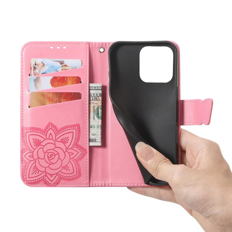 For Honor 600 Lite Global Butterfly Love Flower Embossed Leather Phone Case