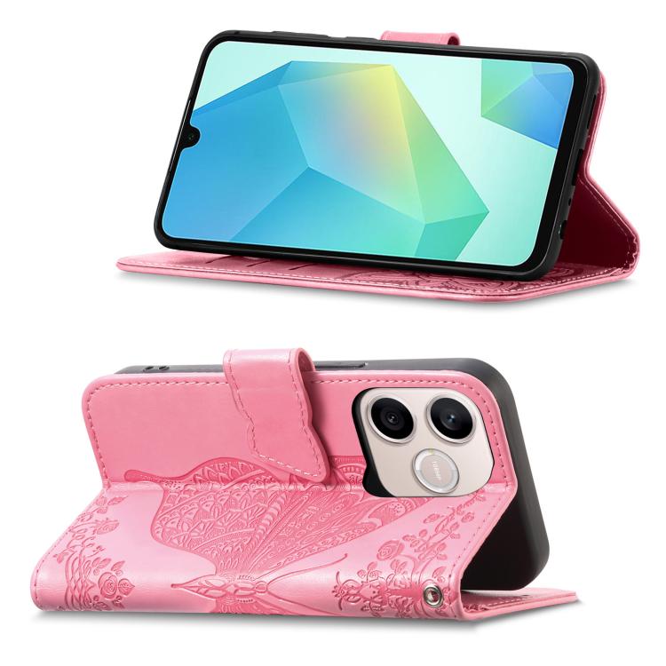 For Honor 600 Lite Global Butterfly Love Flower Embossed Leather Phone Case