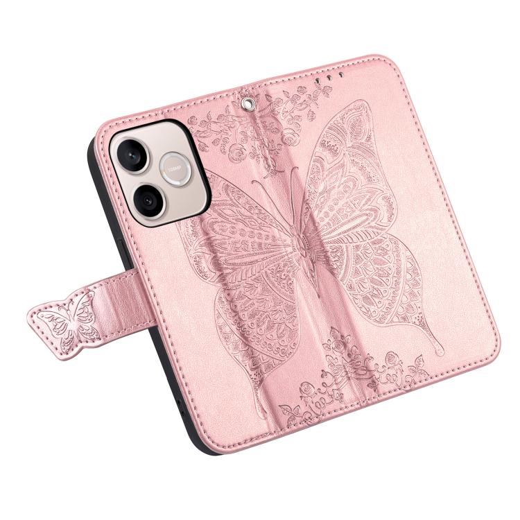 For Honor 600 Lite Global Butterfly Love Flower Embossed Leather Phone Case