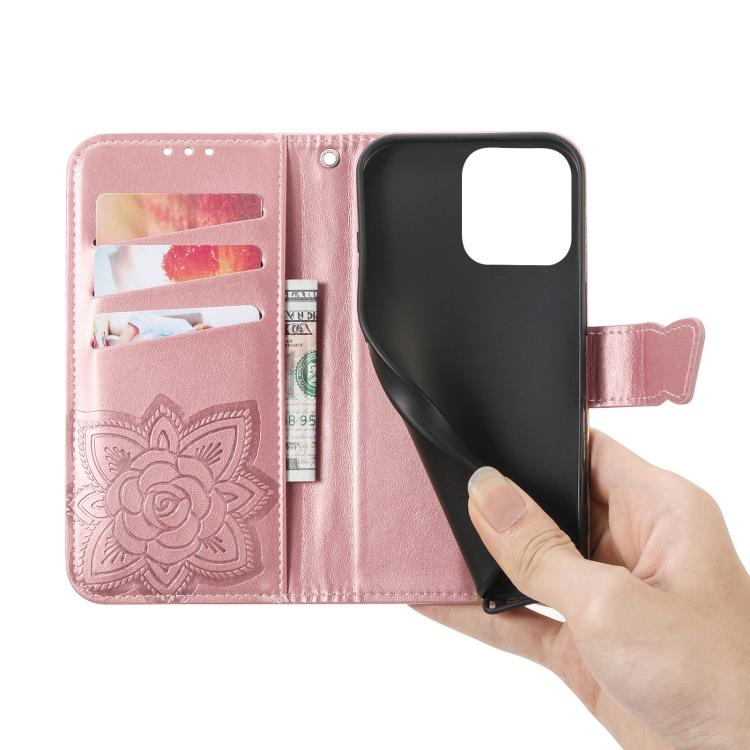 For Honor 600 Lite Global Butterfly Love Flower Embossed Leather Phone Case