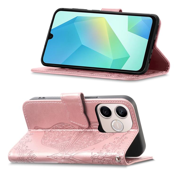 For Honor 600 Lite Global Butterfly Love Flower Embossed Leather Phone Case