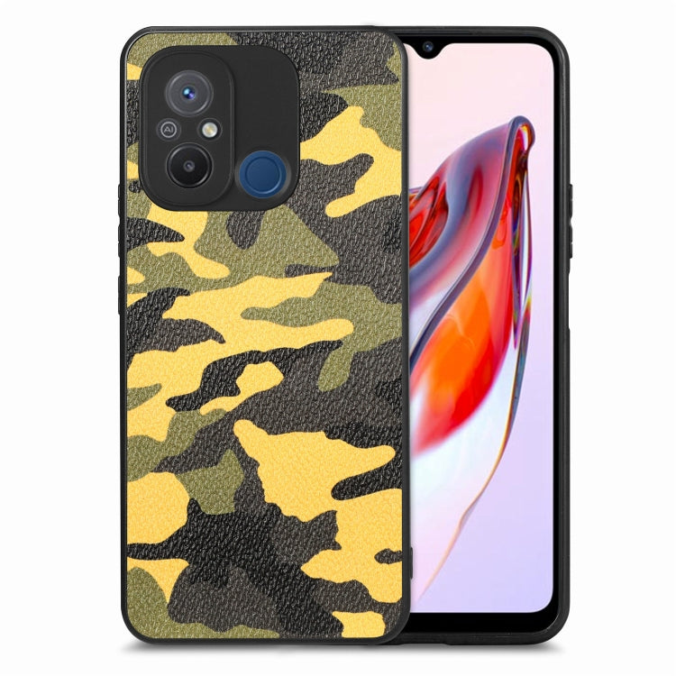 For Redmi 12C Camouflage Leather Back Cover Phone Case
