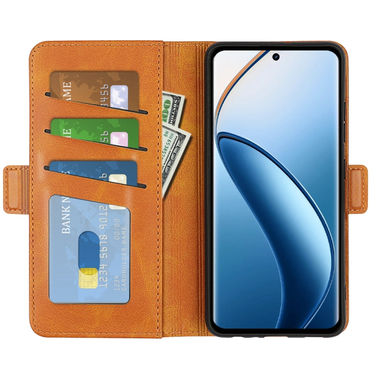 For Realme 12+ 5G Dual-side Magnetic Buckle Horizontal Flip Leather Phone Case