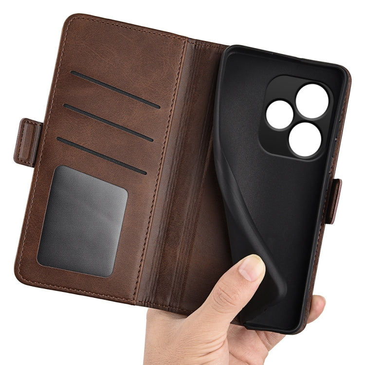 For Realme GT 6 5G Dual-side Magnetic Buckle Horizontal Flip Leather Phone Case