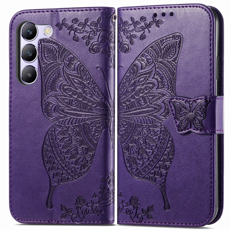 For vivo V40 SE Butterfly Love Flower Embossed Leather Phone Case
