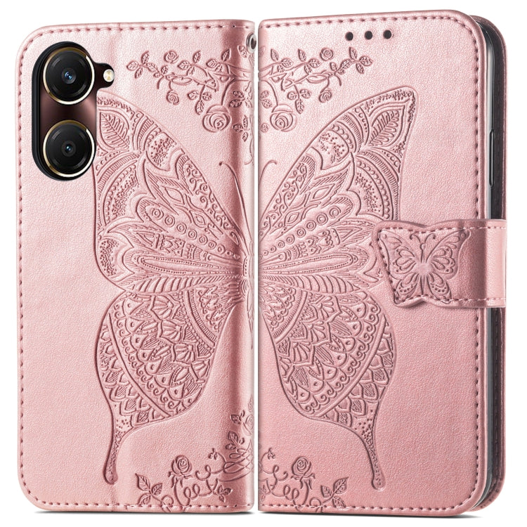 For vivo Y37 Butterfly Love Flower Embossed Leather Phone Case