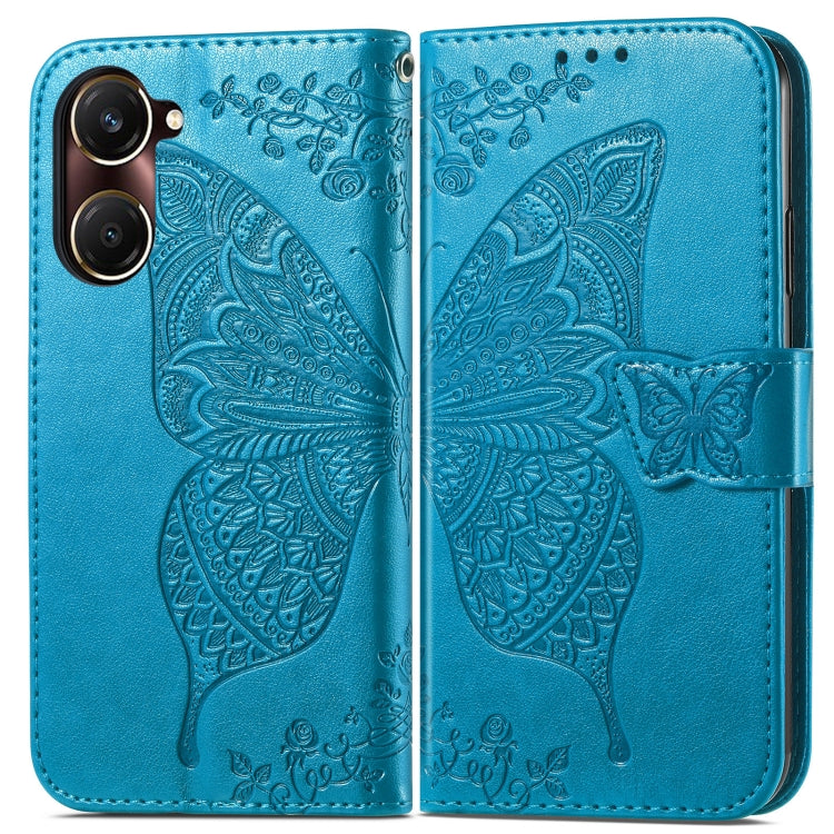 For vivo Y37 Butterfly Love Flower Embossed Leather Phone Case