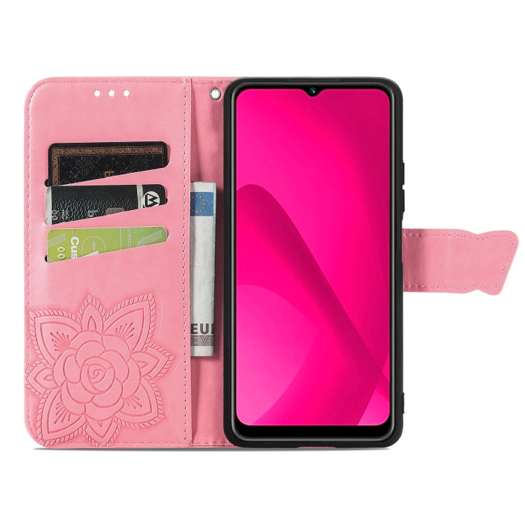 For vivo Y37 Butterfly Love Flower Embossed Leather Phone Case