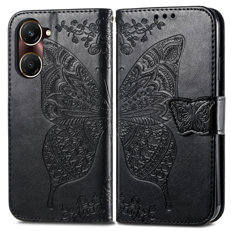 For vivo Y37 Butterfly Love Flower Embossed Leather Phone Case
