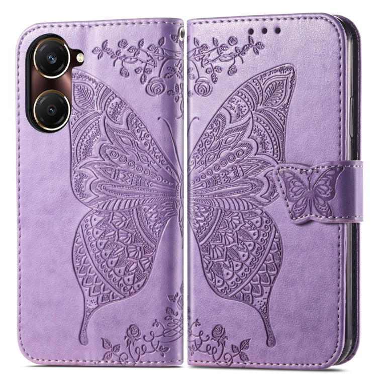 For vivo Y37 Butterfly Love Flower Embossed Leather Phone Case