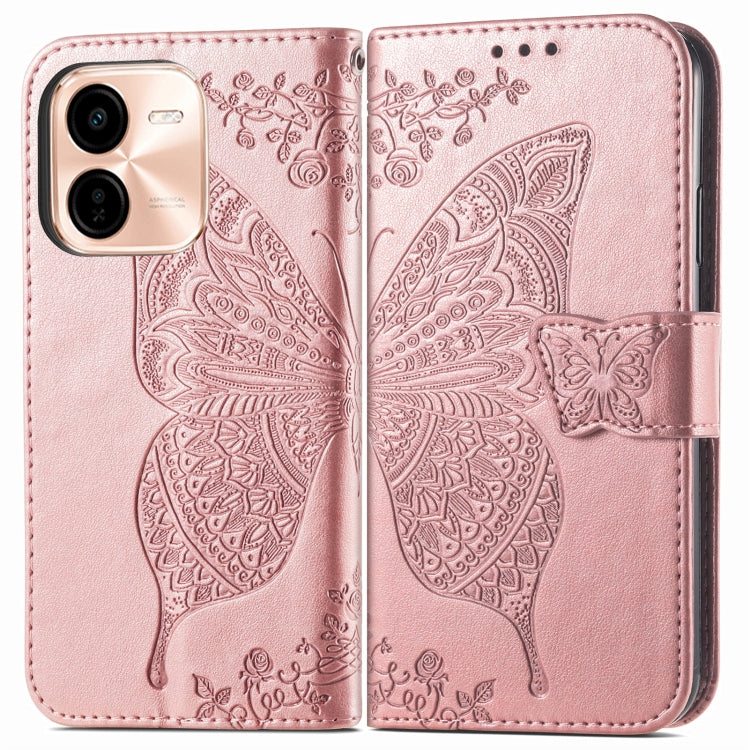 For vivo Y37 Pro Butterfly Love Flower Embossed Leather Phone Case